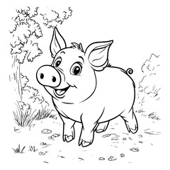 Cute pigcartooncoloring pages - Coloring book for kids