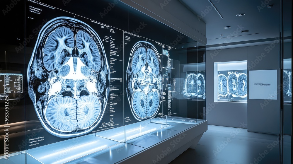 Poster full display of abdominal mri results on a light table, with a blank area for text on the right side