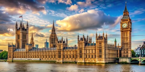 Obraz premium Iconic clock tower known as Big Ben overlooking Westminster Abbey in London, England, London, landmark