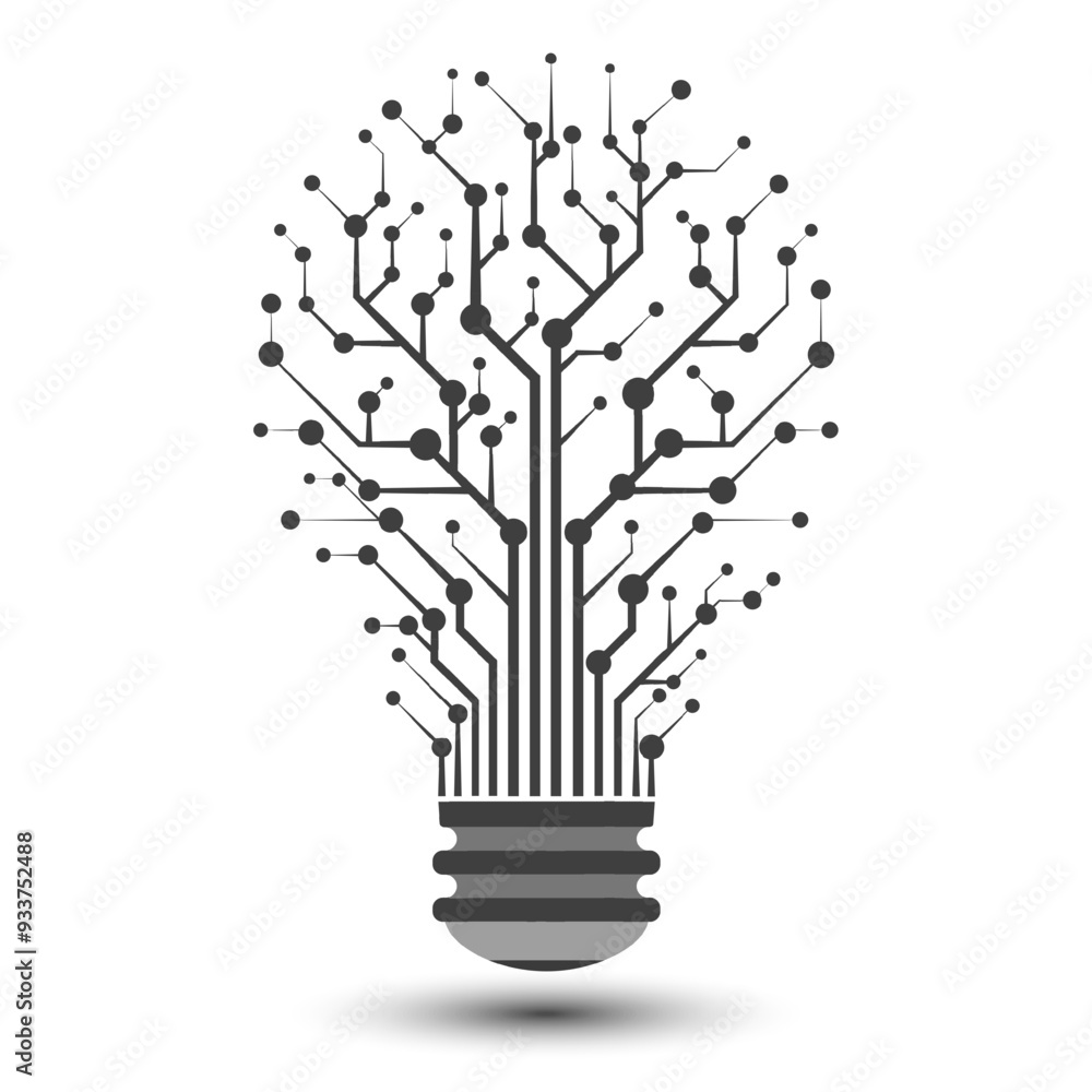 Poster bulb tech on circuit icon. innovation technology concept. business idea, inspiration, brainstorming,