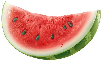 Juicy Watermelon Slice: A refreshing and vibrant slice of watermelon, bursting with summer flavors, isolated on transparent background.