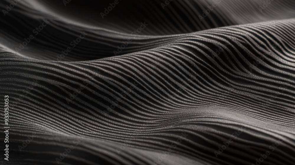 Poster Abstract black wave patterns creating a textured, dynamic illusion. Ideal for backgrounds, design elements, or modern art inspirations.