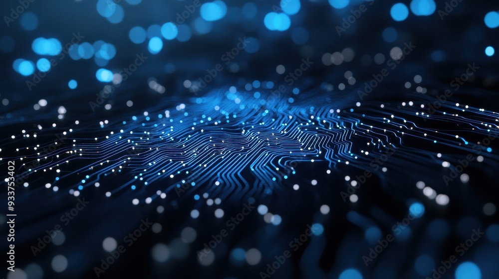 Aufkleber abstract digital circuit technology background in blue. high-tech electronic motherboard with data c