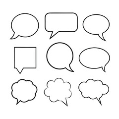 Line art speech bubbles bundle in vector format, perfect for clean, modern designs.