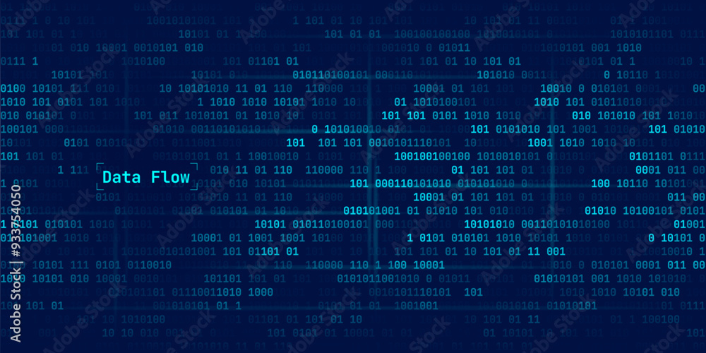 Poster illustration of abstract stream information with cyan line and dot. big data, technology, ai, data t