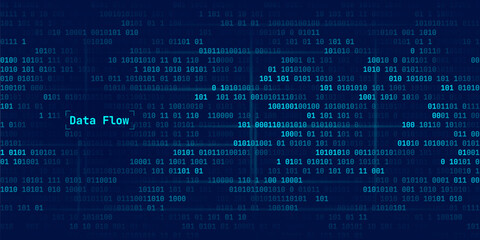 Illustration of abstract stream information with cyan line and dot. Big data, technology, AI, data transfer, data flow, large language model, generative ai