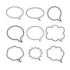 Line art speech bubbles bundle in vector format, perfect for clean, modern designs.