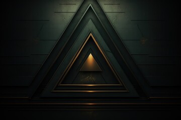 Abstract geometric background with black and gold triangles.