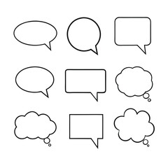 Line art speech bubbles bundle in vector format, perfect for clean, modern designs.