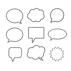 Line art speech bubbles bundle in vector format, perfect for clean, modern designs.