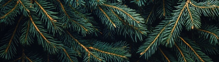 Obraz premium Close-up of vibrant green pine tree branches creating a natural, serene atmosphere.