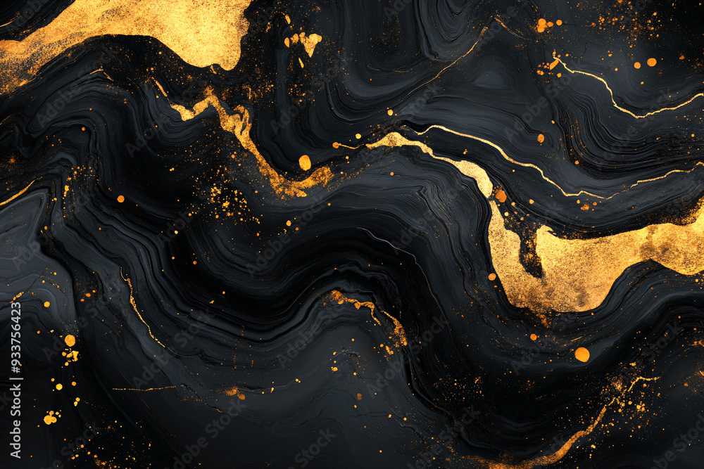 Canvas Prints Black Gold Marble Texture.