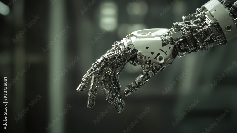 Leinwandbilder close-up of a robotic hand with intricate details, representing advanced technology and artificial i