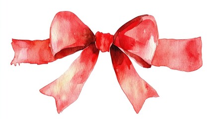 Red watercolor ribbon bow a decorative design element