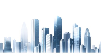A vibrant, illustrated city skyline featuring various skyscrapers, set against a white background, representing modern urban development.