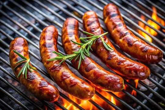 Typical Argentinean chorizo criollo grilling on a barbecue, minimalist style, chorizo, food, delicious, sausage, BBQ, grill, barbecue, grilled,Argentine, traditional, outdoor, charcoal, meat