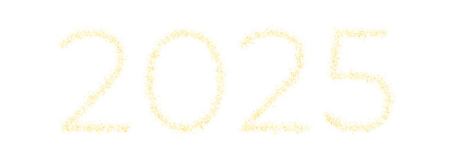 2025  text made of golden sparkles