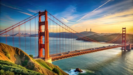 Obraz premium Iconic landmark of San Francisco, connecting the city to Marin County , suspension bridge