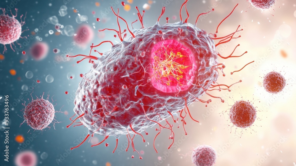 Poster high-resolution ing of bacteria and viruses, highlighting intricate details in cellular structure ag