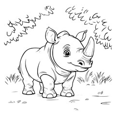 Rhinoceros illustration  coloring pages for kids - coloring book