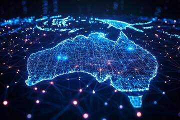 Obraz premium Digital map of australia network connectivity created with generative ai