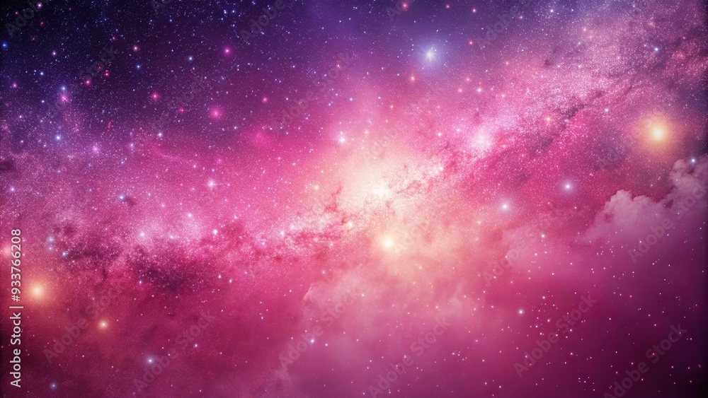 Wall mural pink galaxy background featuring the milky way in a minimalist style, art, background, ethereal, dre