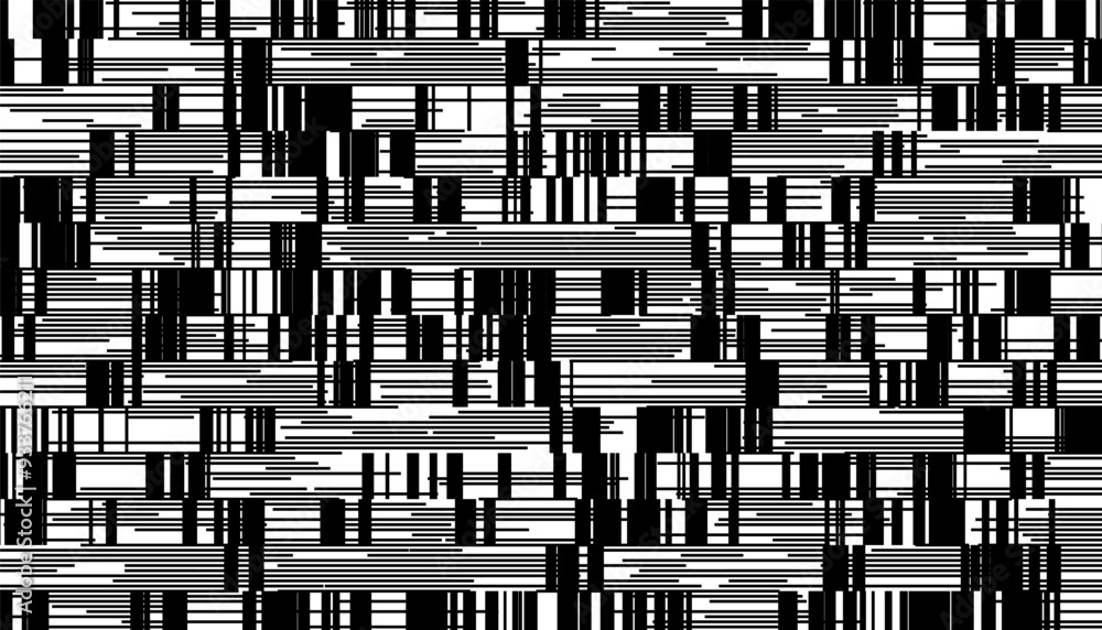 Poster black and white abstract concept of geometric pattern. pixel effect for background and jersey design