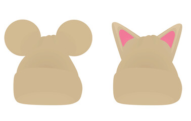Mouse and cat ears winter cap. vector