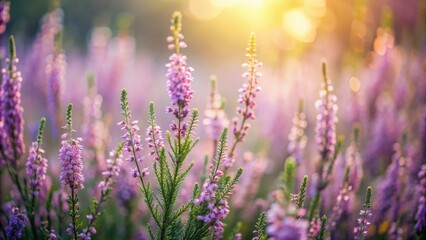 Fototapeta premium Softly focused background featuring a blend of heather and grey hues, evoking a sense of calming serenity and soothing natural ambiance in a subtle ombre effect.