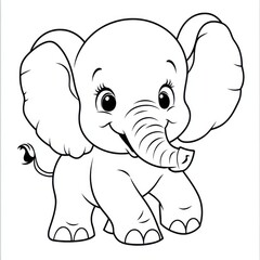 Fototapeta premium Happy Baby Elephant Facing Forward for Drawing