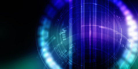 2d illustration Abstract futuristic electronic circuit technology background
