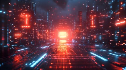 Obraz premium A digital transformation and Innovative tech art background. Generative AI