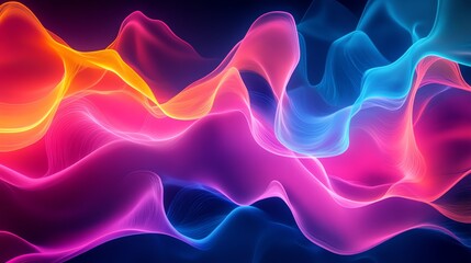Obraz premium Vivid neon gradient blending with smooth transitions, futuristic digital backdrop, electric and vibrant mood