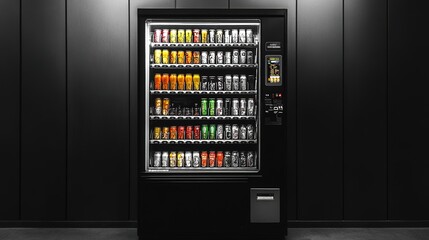 Blank black and white vending machine snacks and drinks mockup