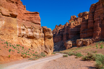 Charyn Canyon, Valley of Castles. The excellence of Kazakhstan. Panorama of natural unusual...