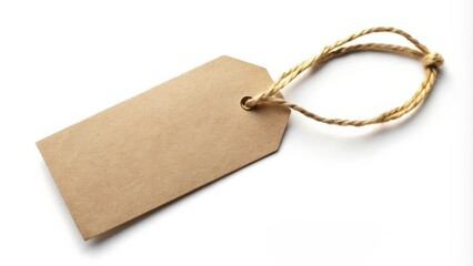 Blank paper tag with string isolated on background with shadow, paper, tag, string, isolated,background, shadow, blank