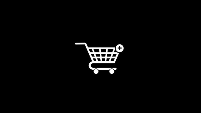 Shopping cart icon animation, simple design supermarket trolley icon,