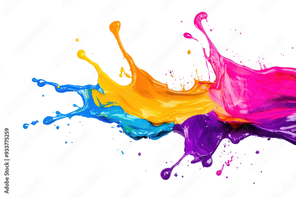 Poster vibrant splashes of colorful paint isolated on transparent background. showcasing dynamic artistic e