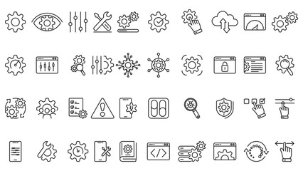 setting setup icon line collection vector design in trendy style