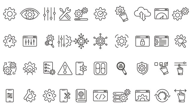 setting setup icon line collection vector design in trendy style
