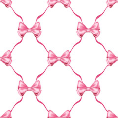 ribbon pink bows seamless pattern