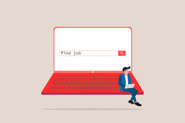 Hiring or recruitment website banner vector template with businessman and businesswoman . Job vacancy advertisement