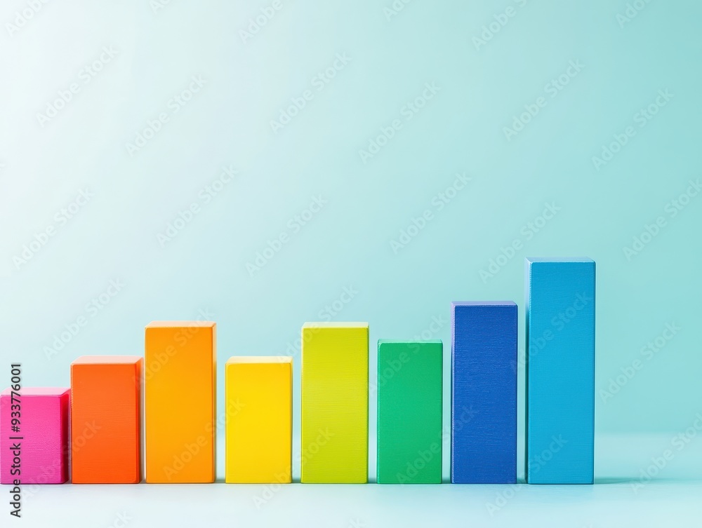 Aufkleber colorful 3d bar chart with gradient background, representing data analysis, business growth, and sta