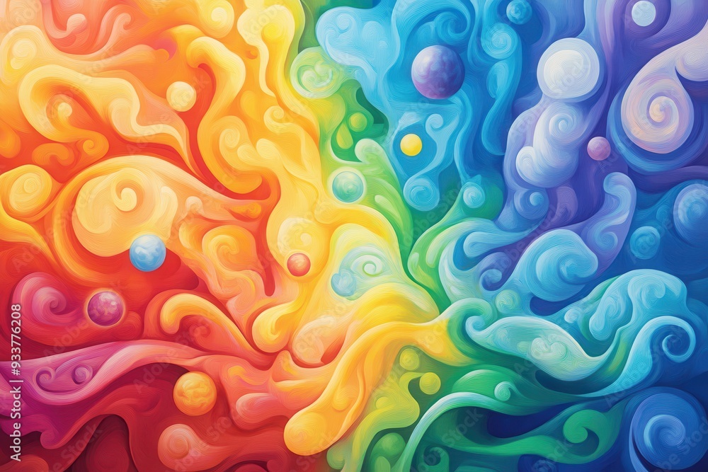 Aufkleber Colorful abstract artwork featuring swirling patterns and vibrant colors, creating a dynamic, energetic, and harmonious visual experience.