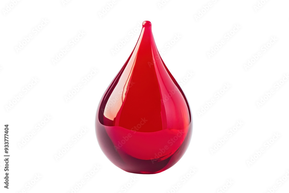 Poster Elegant red glass droplet with smooth curves, isolated on a transparent background. Perfect for minimalist and artistic design projects.