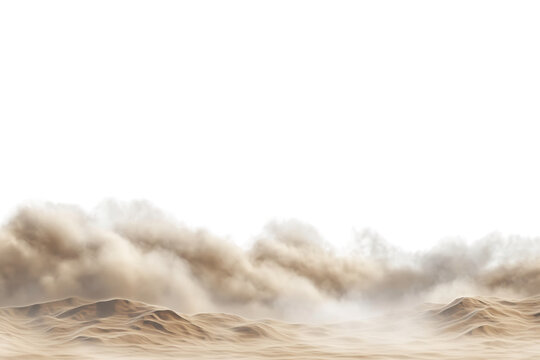 Dynamic desert sandstorm with swirling clouds and dust, capturing the power and intensity of nature's harsh environment.
