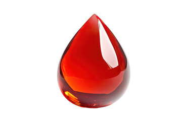 Close-up of a fresh red blood drop against a transparent background. symbolizing life, health, and medical themes related to donation or healthcare.
