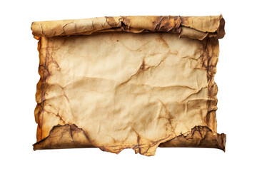 Close-up of an aged, weathered scroll with burnt edges, perfect for historical or vintage-themed designs.
