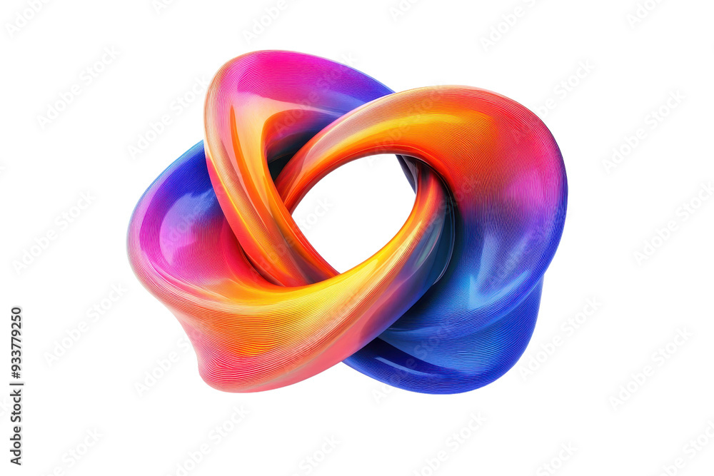 Poster abstract vibrant multicolor infinity shape, 3d rendering for design concepts, creativity and digital