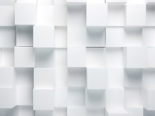 Fototapeta premium Gorgeous White cube boxes pattern wall background. Minimal trendy clean geometry banner.
